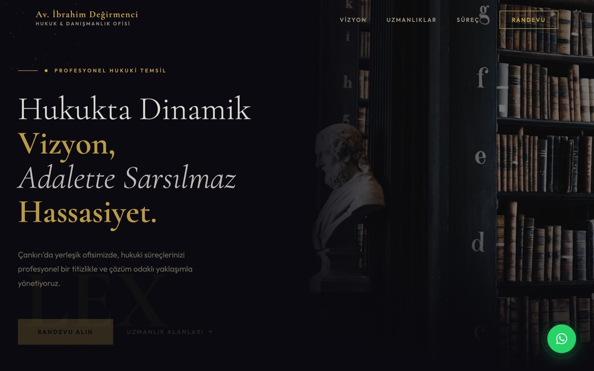 İbrahim Değirmenci hukuk bürosu sitesinin giriş ekranı.